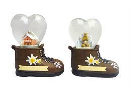 Schneekugel Herz mit Chalet und Murmeltier, 4.5cm, 2 assortiert