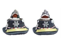 Schneekugel Hut mit Schneeflocke, 2 assortiert, 4.5 x 4.5cm