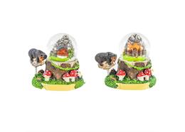 Schneekugel mit Landschaft und Bär, 3.5cm, 2 assortiert