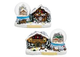 Schneekugel mit Winterchalet, 4.5cm, 2 assortiert