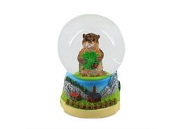 Schneekugel Murmeltier mit Kleeblatt, 4.5cm