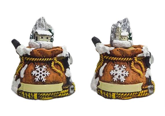 Schneekugel Sack mit Schneeflocke, 4.5cm, 2 assortiert