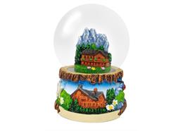Schneekugel Sommerchalet und Edelweiss, 6.5cm