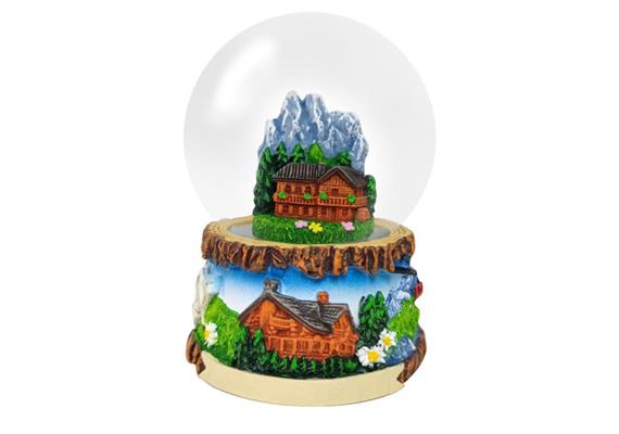 Schneekugel Sommerchalet und Edelweiss, 6.5cm