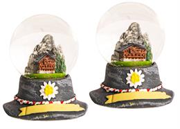 Schneekugel Tiroler Hut und Sommer Chalet, 4.5cm, 2 assortiert