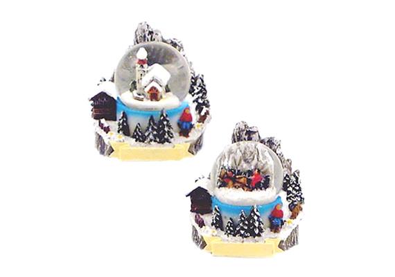 Schneekugel Winter Kutsche & Kapelle, 3.5cm, 2 assortiert