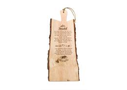Schneidebrett aus Rindenholz mit Griff und Strudel Rezept, ca. 40x20 cm