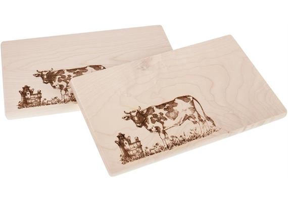 Schneidebrett FSC Ahorn 26x15x1.5 cm - Kuh auf Weide