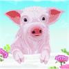 Schwein auf dem Zaun, Karte 18x18cm Crystal Art
