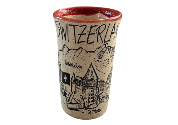 Shot Glas Switzerland mit Städte, Keramik
