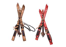 Ski aus Holz mit Stöcken, 50 cm braun für Souvenir Matterland