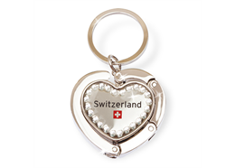 SLA Taschenhänger Schweiz mit Strass, Metall silber, 4.5 x 5 cm
