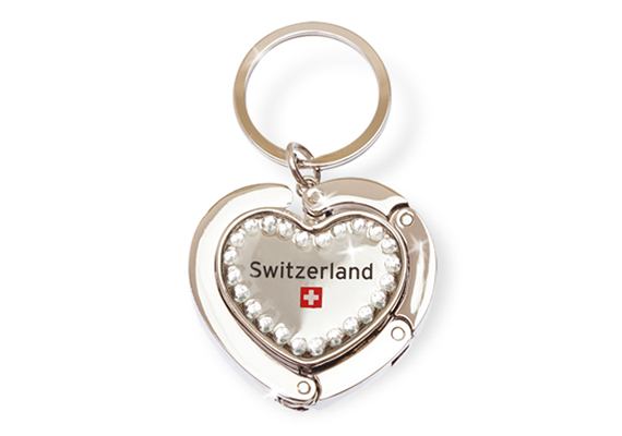 SLA Taschenhänger Schweiz mit Strass, Metall silber, 4.5 x 5 cm