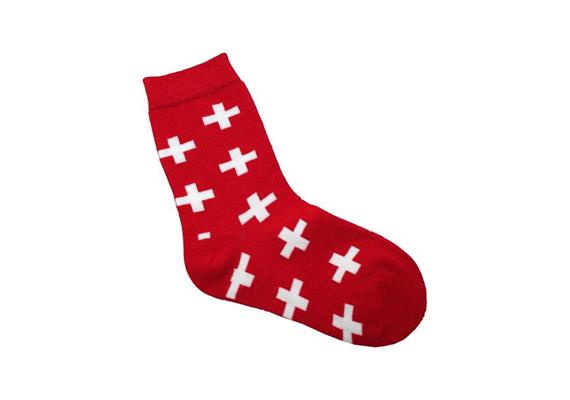 Socken rot mit Schweizer Kreuzen, 3er Set Gr 43-46