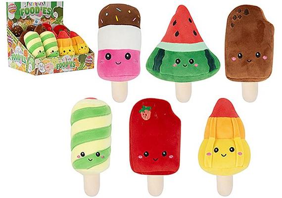 Softlings Foodies Plüsch Eis Lollies, 16 cm, Display mit 12 Stück, 6 assortiert