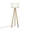 Stehlampe Holzbach Eiche, goldenem Kabel + Chintz-Schirm creme, gold Reflektor Indoor, E27