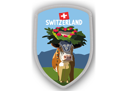 Stockwappen Almabtrieb Kuh - Switzerland