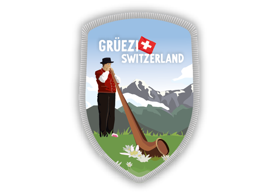 Stockwappen Alphornbläser - Switzerland
