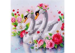 Sweetheart Swans, Crystal Art Card Kit 15cmx15cm