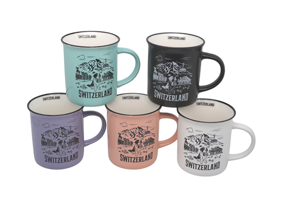 Switzerland Tasse Keramik, Set mit 5 Farben