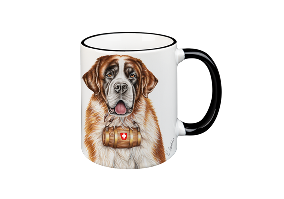 Tasse Bernhardiner, schwarz, 330ml