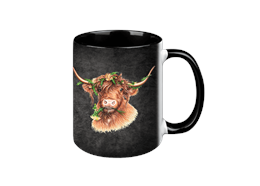 Tasse Black Edition - Blumenhochlandrind, 330ml