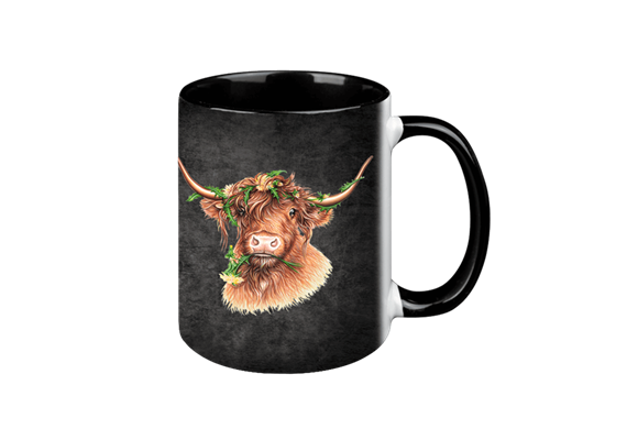Tasse Black Edition - Blumenhochlandrind, 330ml