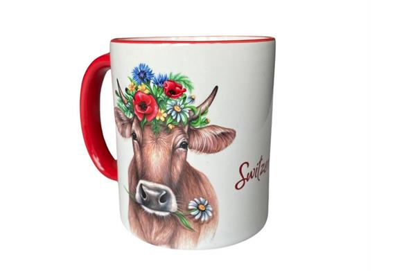 Tasse Blumenkuh, rot, 330ml - mit Switzerland beschriftet