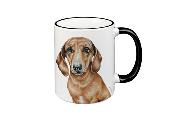Tasse Dackel, schwarz, 330ml