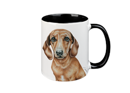 Tasse Dackel, schwarz innen, 330ml
