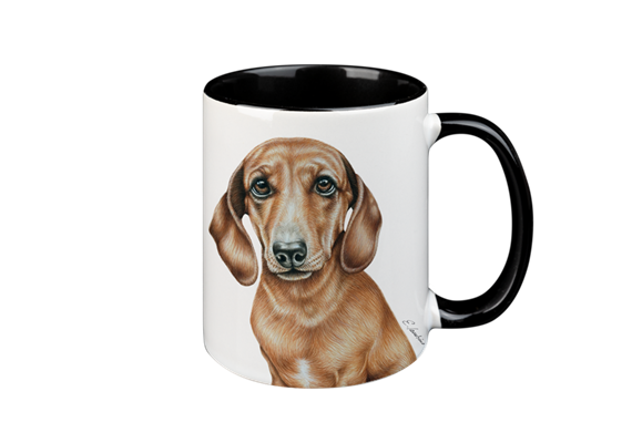 Tasse Dackel, schwarz innen, 330ml