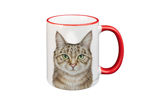 Tasse Katze, rot, 330ml