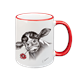 Tasse Kuh mit Blume, rot, 330ml