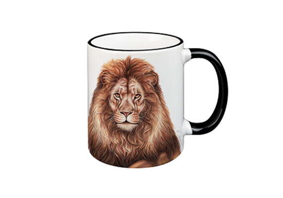 Tasse Löwe, schwarz, 330ml