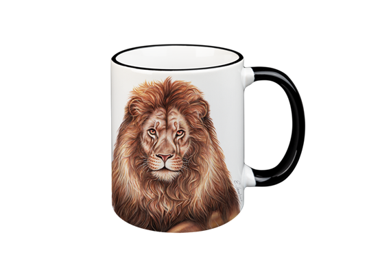 Tasse Löwe, schwarz, 330ml