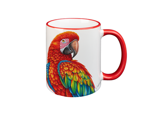 Tasse Papagei, rot, 330ml