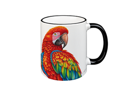 Tasse Papagei, schwarz, 330ml