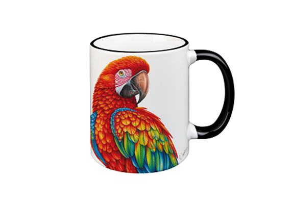 Tasse Papagei, schwarz, 330ml
