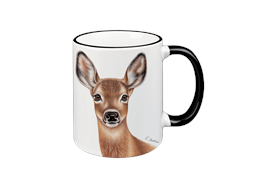 Tasse Reh, schwarz, 330ml