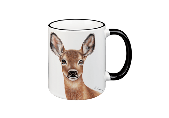 Tasse Reh, schwarz, 330ml