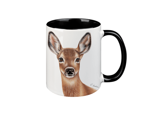 Tasse Reh, schwarz innen, 330ml