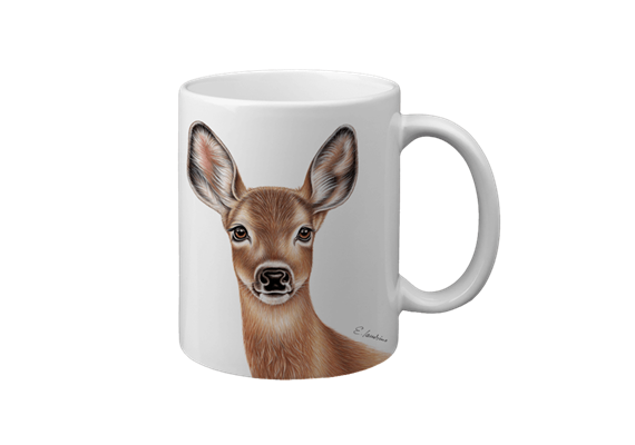 Tasse Reh, weiss, 330ml