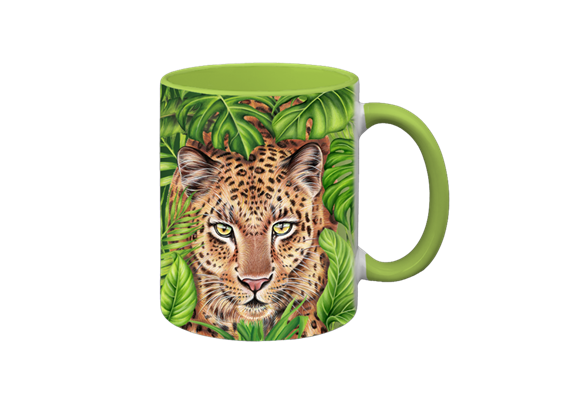 Tasse Wild Leopard, hellgrün innen, 330ml