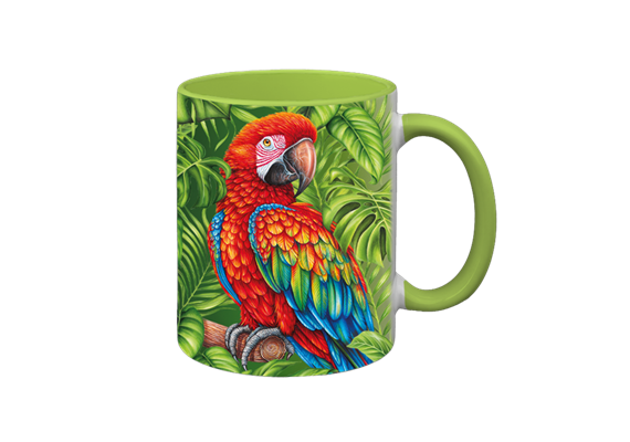 Tasse Wild Papagei, hellgrün innen, 330ml