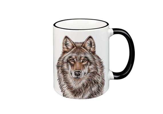 Tasse Wolf, schwarz, 330ml