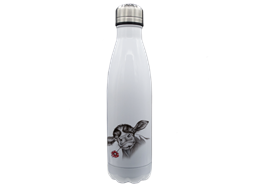 Thermoflasche Edelstahl Kuh mit Blume, weiss 500ml