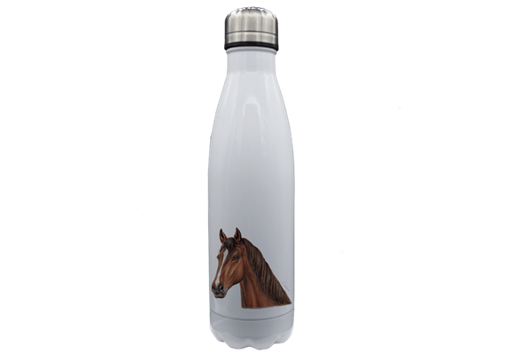 Thermoflasche Edelstahl Pferd, weiss 500ml