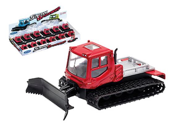 Tondeuse à neige rouge, petite, avec entraînement par traction.