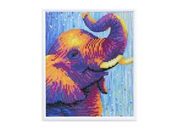 Un éléphant heureux, image 21x25cm avec cadre Crystal Art