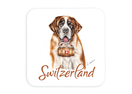 Untersetzer Bernhardiner, 9x9cm - Switzerland